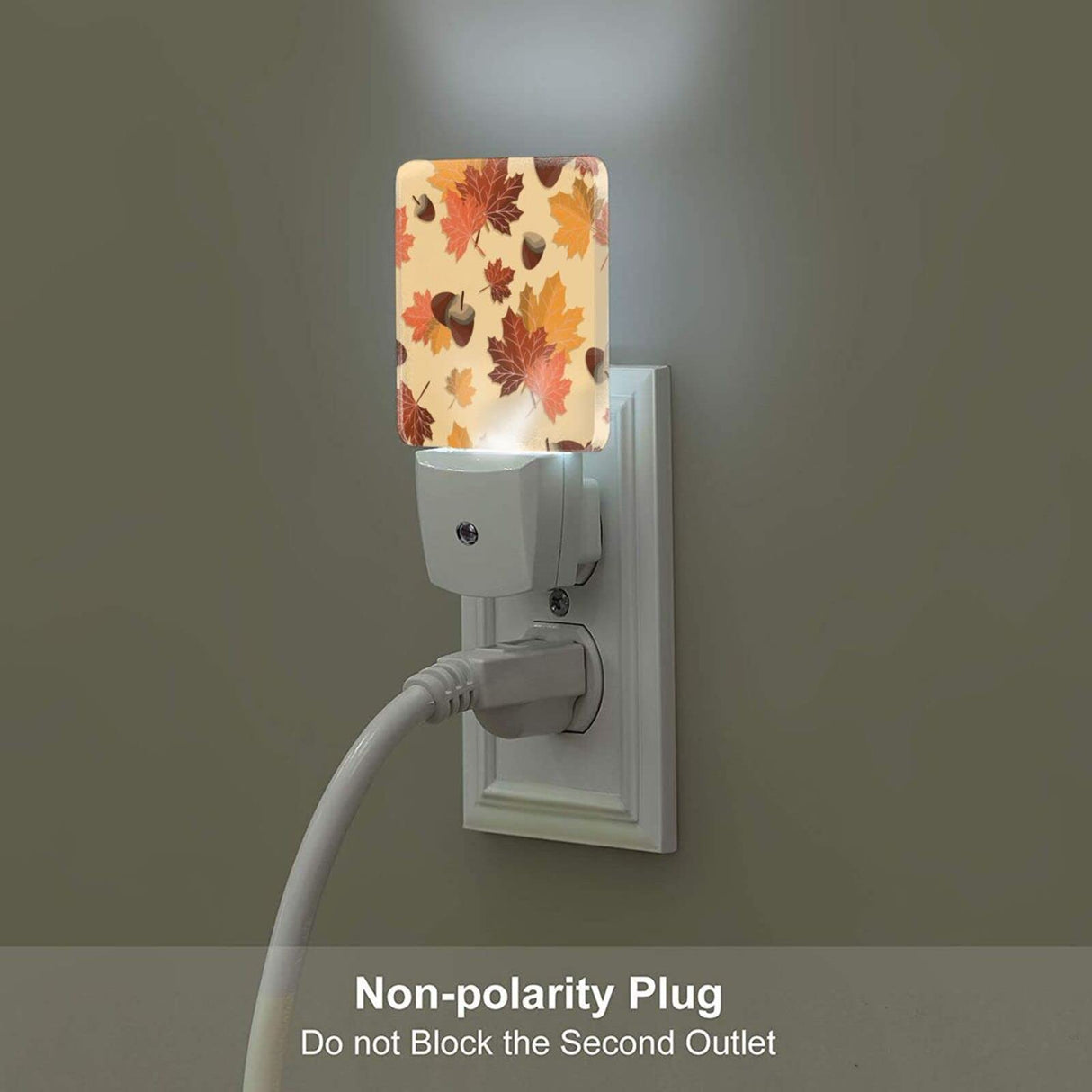 Plug-in LED Night Light, Maple Leaf Fall Set of 2 Dusk-to-Dawn Auto Sensor Decor Lamp