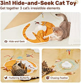 Potaroma Cat Toys Chargeable, 3in1 Hide and Seek for Kittens, Automatic Interactive Play, Fluttering Butterfly, Moving Feather Wand, Indoor Kitty Exercise 22.8 Inches Cover for All Breeds