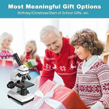 Microscope for Adults Kids Students 100-2000x Magnification Powerful Biological Educational Microscopes with Operation Accessories (10p), Slides Set (15p), Phone Adapter, Wire Shutter & Backpack