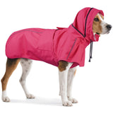 OUOBOB Dog Raincoat for Medium Dogs, Waterproof Adjustable Dog Rain Jacket with Hood, Leash Hole, Lightweight Reflective Poncho for Rain, Snow, Windy Weather & Outdoor Walks, Camping, Hiking - Pink M