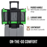 GORILLA GRIP Cat Carrier Travel Bag Up to 15 Lbs, Soft Collapsible Small Dog Carriers, Top and Side Entry Breathable Mesh, Grip Feet on Underside, Cozy Washable Waterproof Pad, Portable Kennel, Green