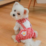 Generic Dog Jumpsuit Summer Dog Clothes Dog Shirts Plaid Outfit Panda Egg Puppy Pajamas Lightweight Pet Overalls Cat Shirt Apparel Breathable Sweatshirt Dog Clothes for Small Medium Dogs Red XL
