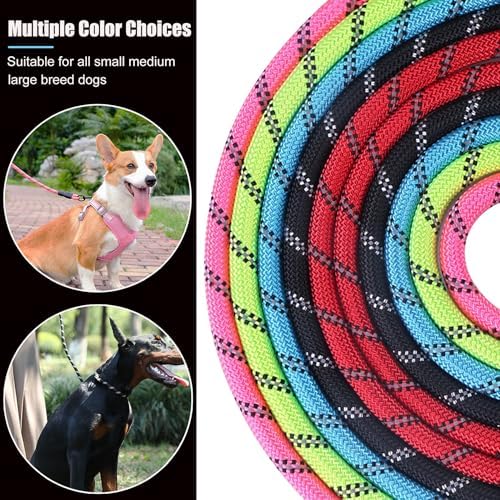2 Pack Dog Leash, 4/5//6 FT Heavy Duty Nylon Rope Pet Leashes with Comfortable Padded Handle, Reflective Dog Leashes for Small Medium and Large Dogs (6FT-1/2,Black/Black)