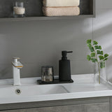 Small Soap Dispenser for Bathroom and Kitchen, Modern Farmhouse Striped Style Plastic Hand Soap Dish Soap Dispenser with Pump Matte Black