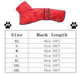 Greyhound Whippet Raincoat Waterproof with Reflective Stripe high Neck fit for Italian Greyhounds Whippets Long Back Breeds - Red - M