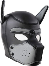 jecrizy Dog Head Masks Neoprene Puppy Hood, Neoprene Full Face Mask, Halloween Mask, Novelty Party Costume (X-Large, Gray)