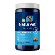 Load image into Gallery viewer, NaturVet Quiet Moments Calming Dog Supplement, Dog Soft Chews with Melatonin to Help Reduce Stress from Storms, the Vet, Fireworks, and Travel, Bacon and Chicken Flavored Pet Supplement, 240 Count Jar
