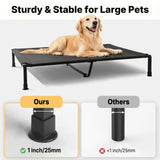 Veehoo Elevated Dog Bed Large Sized with Fluffy Plush Bolster Cushion, Washable Orthopedic Dog Couch Bed, Cooling Raised Pet Cot with Removable Mat, Breathable Mesh, No-Slip Feet, 48x 37 inches, Black