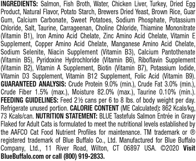 Blue Buffalo Tastefuls Wet Cat Food with Salmon, 3 oz., Case of 12