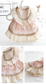 AZA Dog Princess Dresses for Small Dogs Cat Lolita Lace Bow Clothes Bunny Costume Pink Pet Girl Cute Coat Outfits Spring Costumes Summer (S,Pink Bunny)