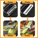 Julienne Peeler, Stainless Steel Vegetable Peeler, Double-Blade Vegetable Slicer, and Fruit Slicer