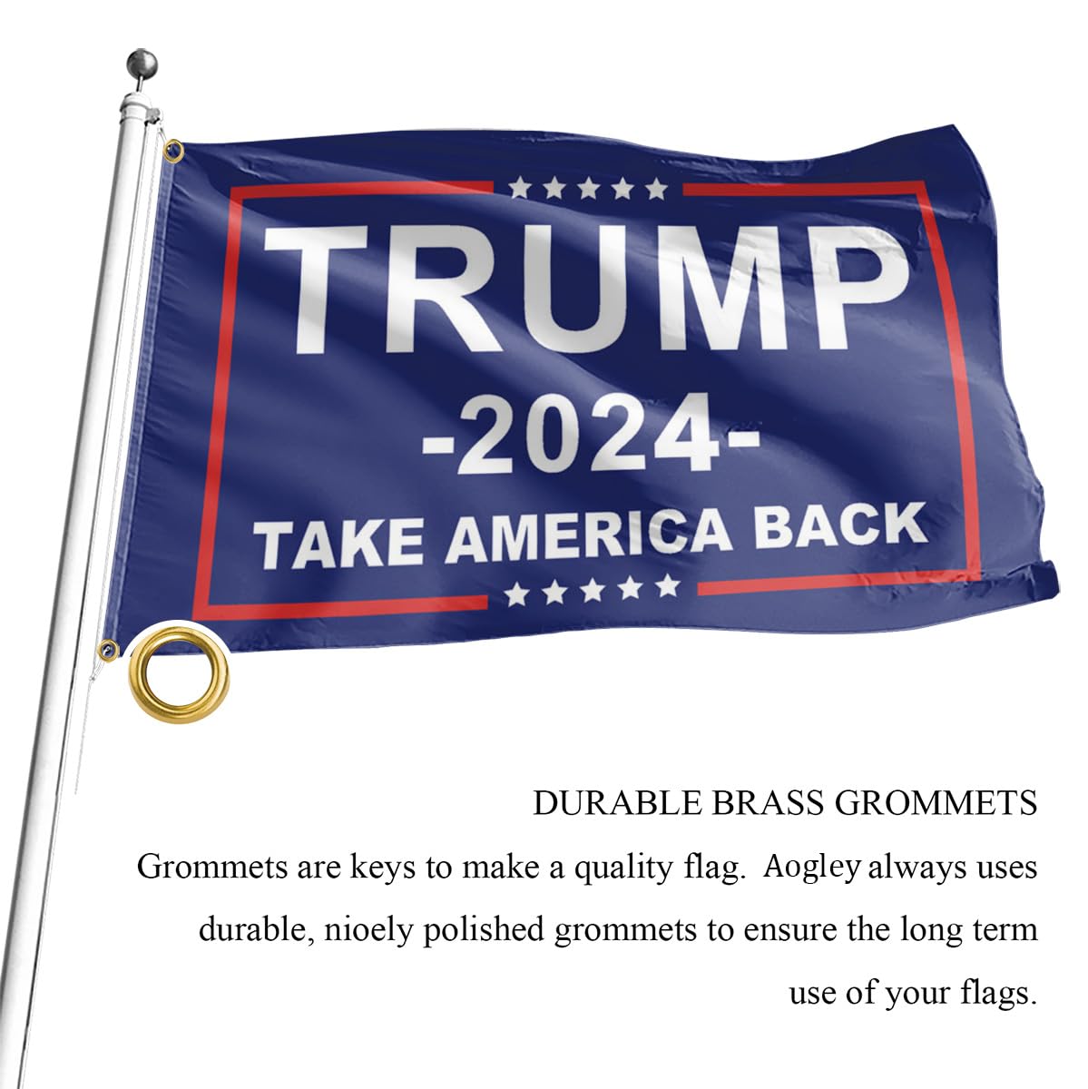 Trump 2024 Flag, 3 x 5 Ft Trump Flags Take American Back Banner, 100% Polyester Fabric with Brass Grommets, Vivid Color and Fade Proof, Fly Your Trump Flag in Outdoor, Car, Farm, Room