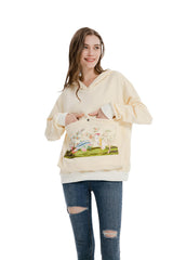 ALYC Cat Dog Carrier Hoodie Big Pet Pouch Sweatshirt Puppy Kitten Holder Pullover Top Graphic Print Kangaroo Hoodies Beige