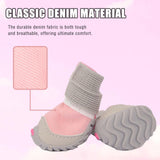 Soft Dog Shoes for Small Dogs,Dog Paw Protector for Outdoor Activities, Anti-Slip Dog Boots Size 2,Pink