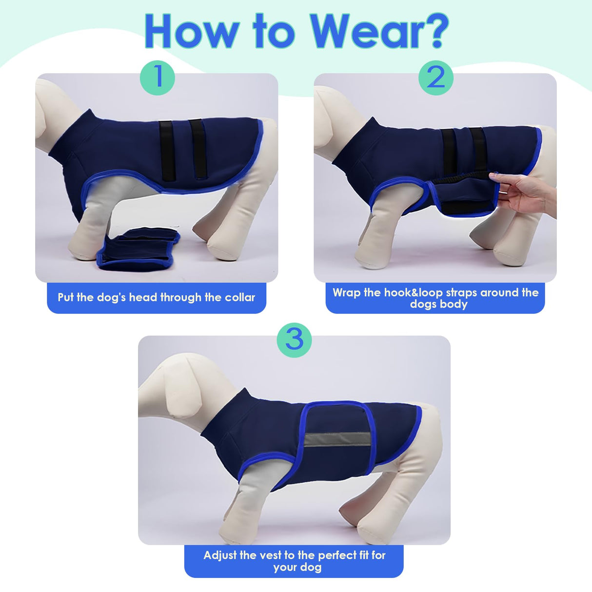 MIGOHI Dog Anxiety Relief Coat,Comfort Anxiety Vest for Dogs,Adjustable Anxiety Calming Wrap for Fireworks,Thunderstorms,Travel, Separation, Dog Anxiety Jacket for Small Dogs,XS,NavyBlue
