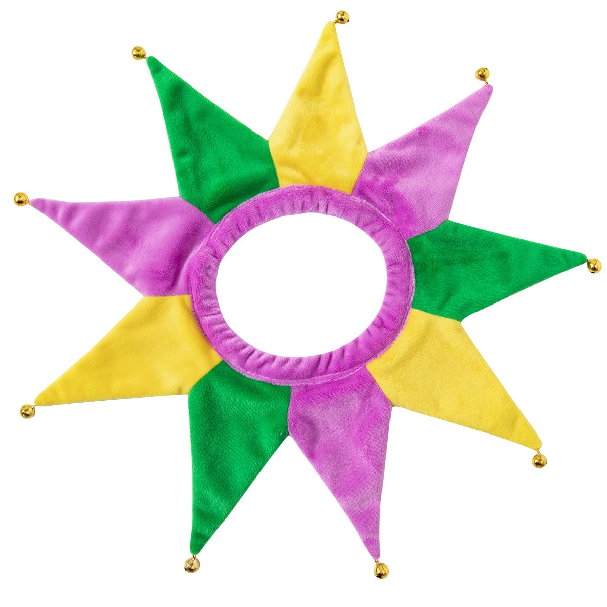 Dog Mardi Gras Neckpiece Collar Costume Clown Jester Pet Costume Golden Green Purple Puppy Dress Up (One Size