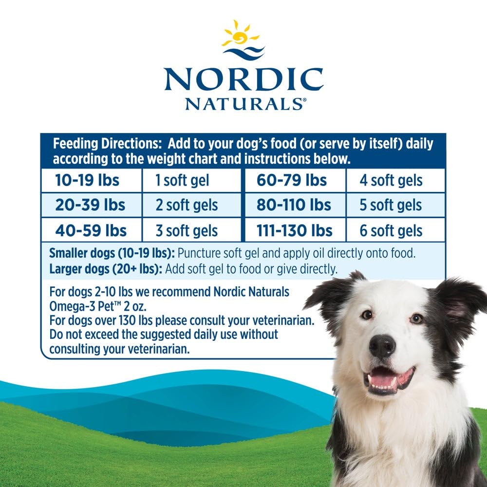 Nordic Naturals Omega-3 Pet, Unflavored - 90 Soft Gels - 320 mg Omega-3 Per Soft Gel - Fish Oil for Dogs with EPA & DHA - Promotes Heart, Skin, Coat, & Immune Health