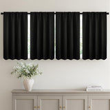 36 Inch Short Blackout Curtains Set of 4, Over Sink Kitchen Tier Curtain Thermal Insulated Privacy Drapes Mini Top & Bottom Rod Pocket Cafe Curtains for Small Windows Bathroom RV, Black