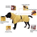 DELIFUR Large Dog Raincoat Waterproof - Adjustable Dog Poncho Raincoat Lightweight Rain Jacket with Soft Lining for Large Dog Yellow (XX-Large)
