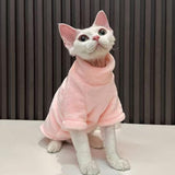 Urnat Cat Flannel Clothes, Warm Soft Winter Sweater Jumpsuit Shirt Clothing for Hairless Sphynx Devon & Indoor Kittens (Blue,XL)