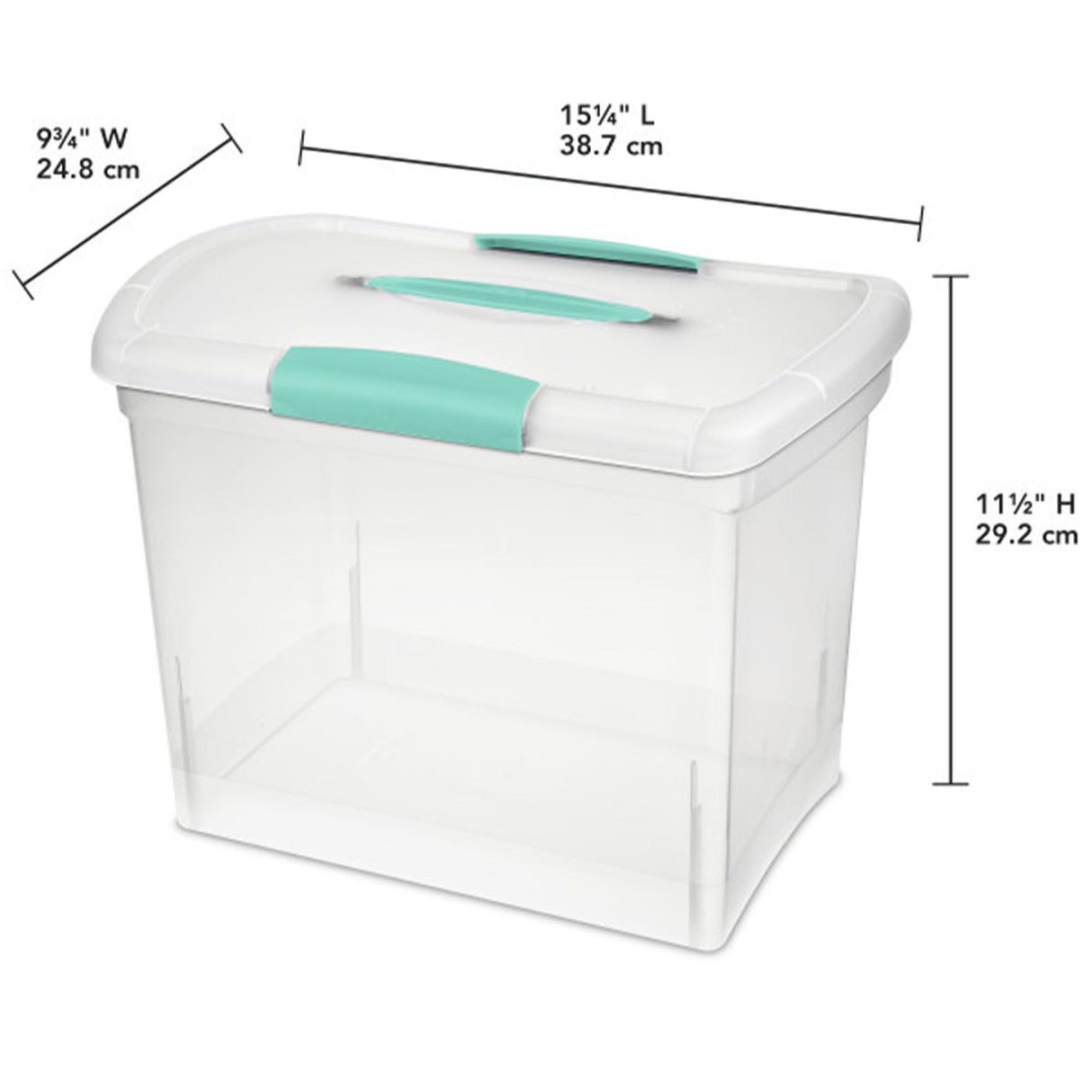 Sterilite Large Nesting ShowOffs, Stackable Small Storage Bin with Latching Lid and Handle, Plastic Container to Organize Office Files, Clear, 6-Pack