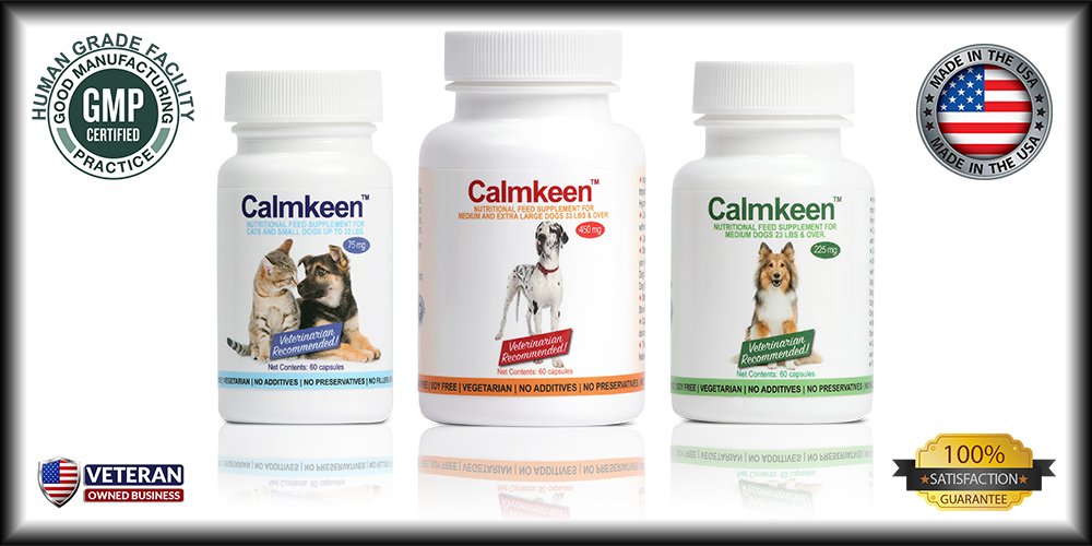 Calmkeen 75 mg 60 Count Behavior Support Capsules for Small Dogs & Cats up to 22 lbs -Calming Natural Milk Protein Supplement-Help Pets Cope with Change & Noise Related Stress-Non-Drowsy-Lactose-Free