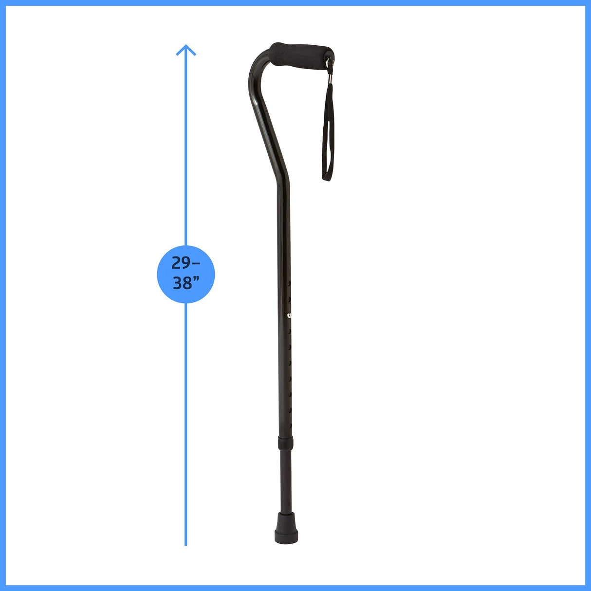 Medline Aluminum Offset Walking Cane for Seniors & Adults is Portable and Lightweight for Balance, Knee Injuries, Mobility & Leg Surgery Recovery, Black