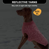 K9meme Large Dog Sweater, Classic Cable Knit Warm Dog Sweatshirt with Reflective Yarn for Girl Boy, Halloween Fall Winter Coat Turtleneck Pullover Clothes Apparel for Small Medium Large Dogs (Pink L)