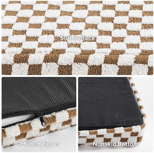 JOEJOY Dog Bed for Medium Dogs, Large Orthopedic Dog Bed with Removable Washable Cover, Cute Modern Plush & Memory Egg Crate Foam Dog Bed, 30 x 20 inch, Brown