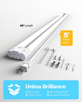 Sunco 12 Pack LED White Hanging Workshop Garage Shop Light 4FT, Plug in Linkable Utility Fixture, 6000K Daylight Deluxe, 40W=260W, 4100 LM, Integrated T8, Pull Chain - ETL
