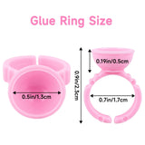 100PCS Pink Disposable Plastic Nail Art Tattoo Glue Rings Holder Eyelash Extension Rings Adhesive Pigment Holders Finger Hand Beauty Tools (Pink)
