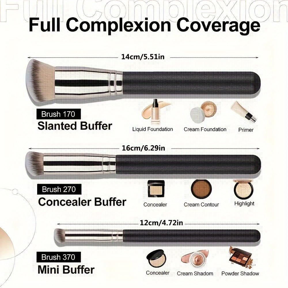 3 Professional Foundation Concealer Brushes for BB Cream, Designed for Contouring Makeup, Women'S Beauty Tools