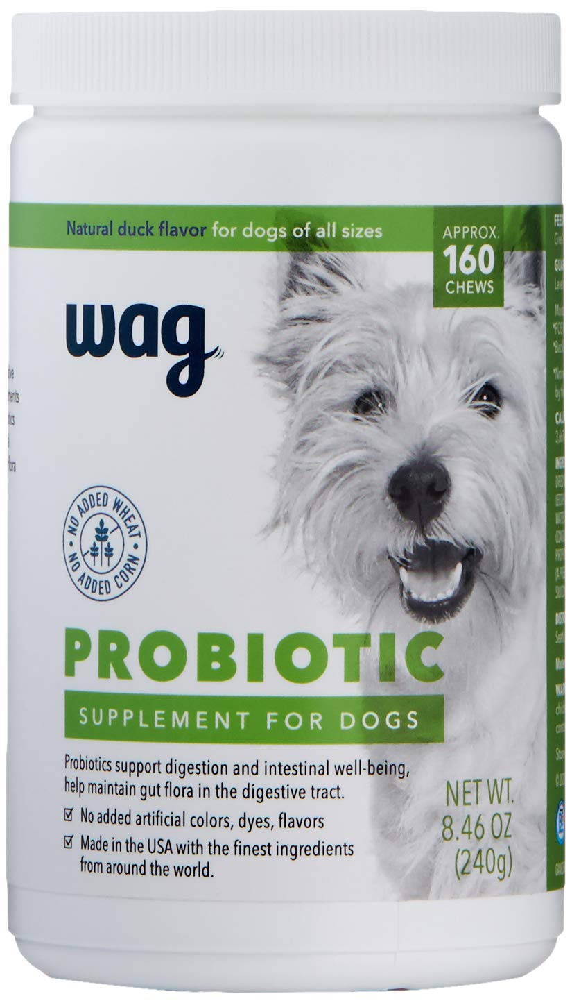 Amazon Brand - Wag Probiotic Supplement Chews for Dogs, Supports Digestive Health and Gut Flora, Natural Duck Flavor, 160 Count, Pack of 1
