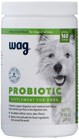 Amazon Brand - Wag Probiotic Supplement Chews for Dogs, Supports Digestive Health and Gut Flora, Natural Duck Flavor, 160 Count, Pack of 1