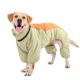 Toasty Warm 4-Legged Dog Snowsuit with Leash Ring, Reflective Zip Up Dog Winter Coat, Windproof Fleece Lining Dog Jumpsuit Jacket, LightGreen,12