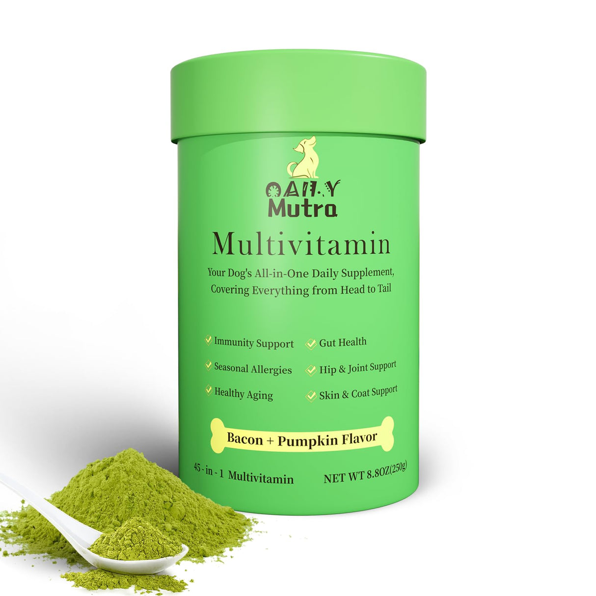 Dog Multivitamin Powder with Chondroitin, Omega 3 & Probiotics - 45-in-1 Daily Vitamins and Supplements for Dogs to Support Joint, Immune System, Digestive Health, Skin & Coat - 8.8 oz