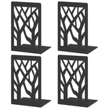 VFINE 4-Piece Modern Metal Bookends for Shelves, Black Tree Book Ends for Books, Decorative Book Organizer for Desk, Non-Skid Shelve Bookends for Home Office