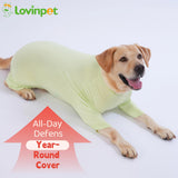 LovinPet UPF 50+ Dog Sun Protection Shirt for Medium and Large Dogs, 4-Way Stretch Nylon, Lightweight Anti-Static Quick-Dry UV Layer, Indoor Shedding Control and Winter Base Layer,Green,L