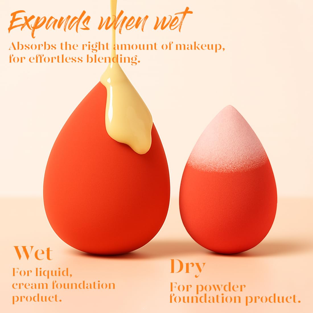 Makeup Sponge Set 5 Pack Micro Porous Low Absorption Soft Latex Free Foundation Beauty Sponges & Blenders for Powder Cream