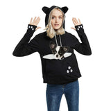 Womens Pet Carrier Sweater Dog Cat Pouch Hoodies Plus Size Tops Black XL