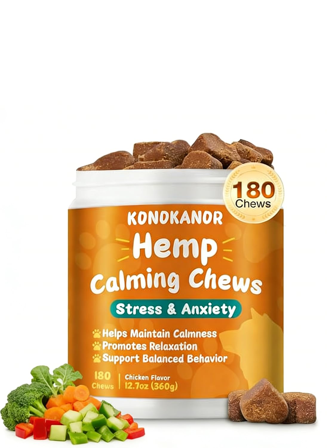180 Counts Dog Calming Chews, B0G2QXXSBC, Anxiеty Rеlief Treats, Promote Rеlaxation, Dog Supplements for Thunderstorms, Separation, Strеss, Barking, B0G2QXXSBC