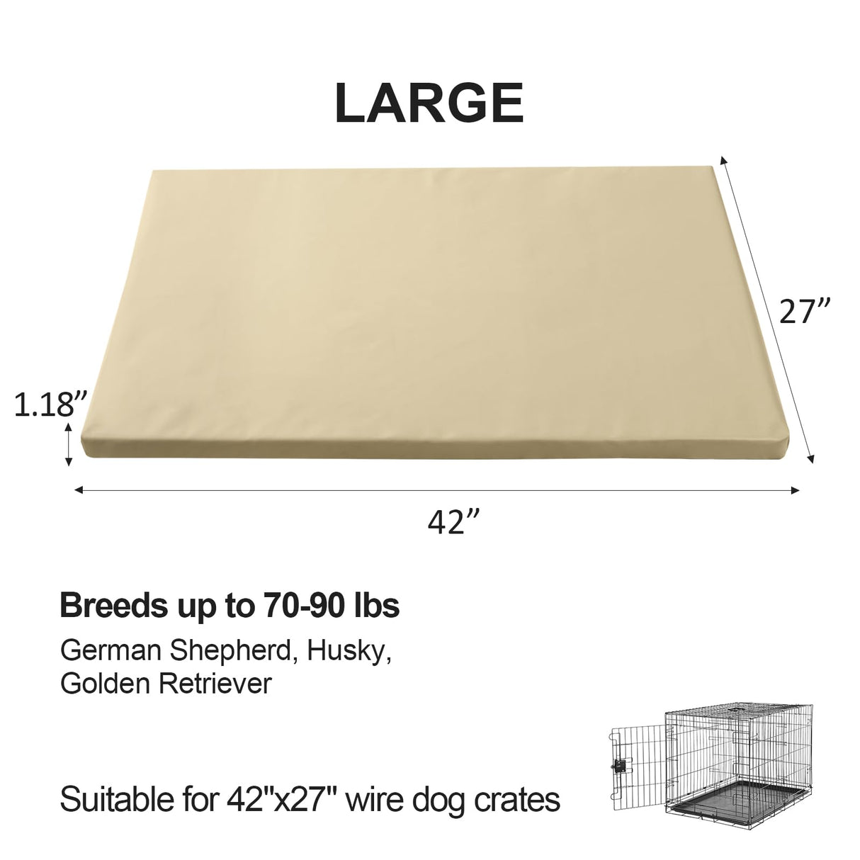 Liliowons Dog Mat,27"x 42"Dogs Crate Pad,Indoor Non-Slip & Waterproof Dog Mat,Easy Wipe Clean in Seconds，Sleeping for Floor,Car,Sofa,Crate