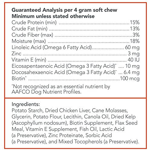 Vet's Best Skin & Coat Dog Supplements - Formulated with Vitamin E and Biotin to Maintain Dogs Healthy Skin and Coat - 50 Chewable Tablets