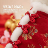 Festive Lunar New Year Pet Costume for Cats Small Dogs, Traditional Red Tang Suit Style Pet Clothes Outfit (Red,X-Small)
