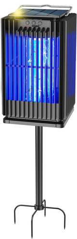 Solar Bug Zapper Outdoor, Solar Mosquito Zapper Outdoor with Ground Bracket, Cordless Waterproof Fly Zapper with Illuminated Light, 5000mAh Rechargeable Mosquito Killer
