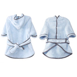 Dog Bathrobe, Microfiber Fast Drying Absorbent Hooded Bath Towel White for Puppy Small Medium Large Dog Cat (3XL, LightCyan)