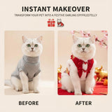 Festive Lunar New Year Pet Costume for Cats Small Dogs, Traditional Red Tang Suit Style Pet Clothes Outfit (Red,X-Small)