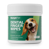 Pet Dental Finger Wipes for Dog & Cats, Remove Bad Breath by Removing Plaque and Tartar Buildup No-Rinse Dog Finger Toothbrush, Disposable Gentle Cleaning & Gum Care Pet Wipes, 50 Counts
