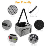 Beelike Dog Cat Car Seat, Collapsible Cat Puppy Car Carrier with Metal Frame, Travel Bag for Small Medium Pet up to 15 lbs