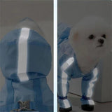 Dog Raincoat with Boots,Waterproof Dog Raincoats with Hood,Raincoat with Reflective Strap, Lightweight Rain Jacket with Leash Hole (Blue Cloud (Detachable Tail), XXL (14-17lb))